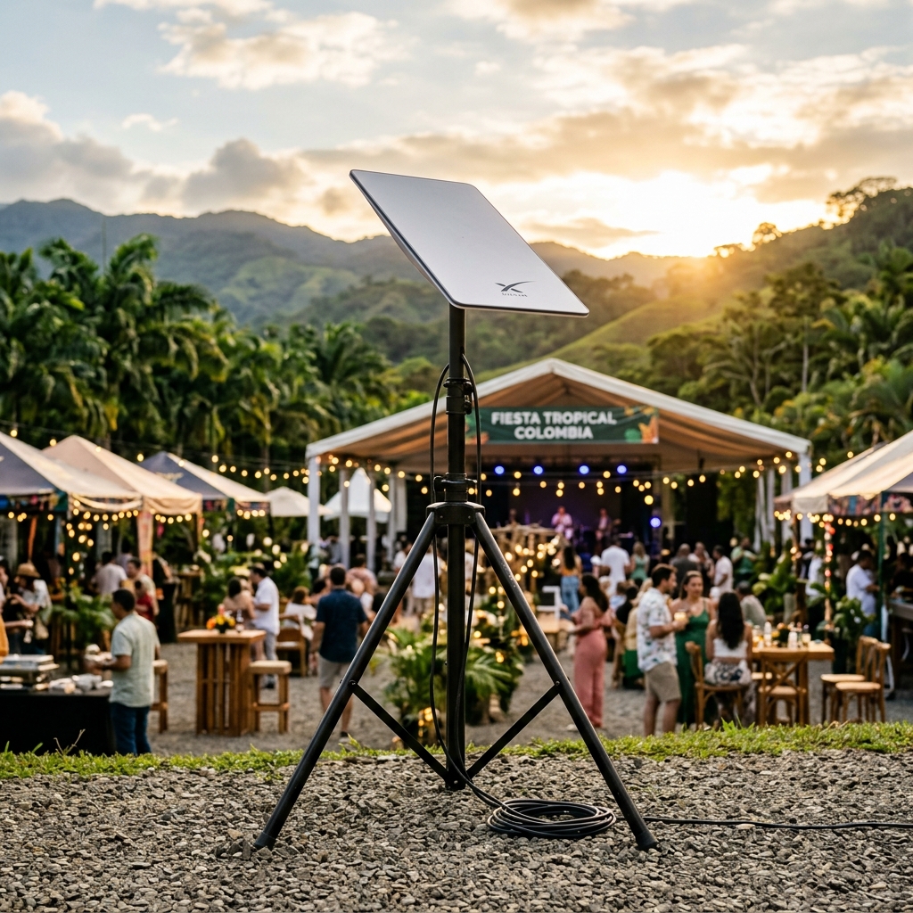 Antena Starlink instalada en un evento exclusivo